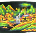 Handbemaltes Samtbild mit Neoneffekt. (Bild 19-104x68cm)