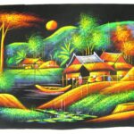 Handbemaltes Samtbild mit Neoneffekt. (Bild 5-51x36cm)