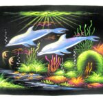 Handbemaltes Samtbild mit Neoneffekt. (Bild 11-51x36cm)