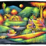 Handbemaltes Samtbild mit Neoneffekt. (Bild 13-70x54cm)