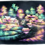 Handbemaltes Samtbild mit Neoneffekt. (Bild 18-88x70cm)