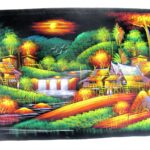 Handbemaltes Samtbild mit Neoneffekt. (Bild 20-104x68cm)