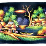 Handbemaltes Samtbild mit Neoneffekt. (Bild 6-51x36cm)