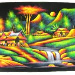 Handbemaltes Samtbild mit Neoneffekt. (Bild 14-70x54cm)