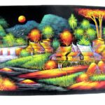 Handbemaltes Samtbild mit Neoneffekt. (Bild 21-104x68cm)