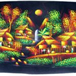 Handbemaltes Samtbild mit Neoneffekt. (Bild 7-51x36cm)