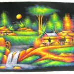 Handbemaltes Samtbild mit Neoneffekt. (Bild 15-70x54cm)