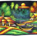 Handbemaltes Samtbild mit Neoneffekt. (Bild 8-51x36cm)