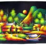 Handbemaltes Samtbild mit Neoneffekt. (Bild 9-51x36cm)