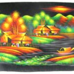 Handbemaltes Samtbild mit Neoneffekt. (Bild 17-70x54cm)