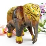 Wunderschöne handgeschnitzte und handbemalte Holzelefanten in XXL