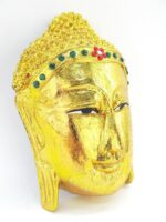 Eine wunderschöne goldene XL Buddha Maske aus Echtholz – Bild 3