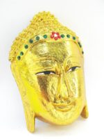 Eine wunderschöne goldene XL Buddha Maske aus Echtholz – Bild 4