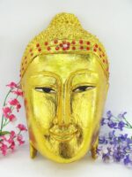 Eine wunderschöne goldene XXL Buddha Maske aus Echtholz – Bild 2
