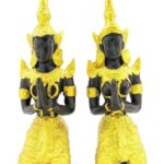 2x schwarz-goldene Tempelwächter - Teppanom - Größe Medium