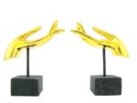 2x linke und rechte M Hand Buddha´s aus Echtholz - Sockel
