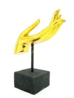 2x linke und rechte M Hand Buddha´s aus Echtholz - Sockel – Bild 3