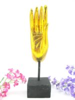 2x linke und rechte M Hand Buddha´s aus Echtholz - Sockel – Bild 2