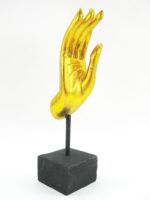 2x linke und rechte M Hand Buddha´s aus Echtholz - Sockel – Bild 3