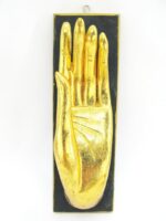 Eine goldene linke XL Hand Buddha´s aus Echtholz