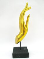 Eine goldene linke XXL Hand Buddha´s aus Echtholz - Sockel – Bild 4