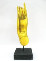 Eine goldene linke XXL Hand Buddha´s aus Echtholz - Sockel – Bild 5