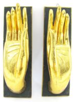 Eine goldene rechte XL Hand Buddha´s aus Echtholz – Bild 13