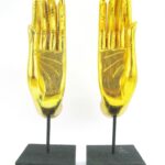 Goldene rechte und linke XL Hand Buddha´s aus Echtholz