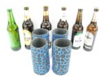4er Set blaue exclusive Bierflaschenkühler für 0,5L Flaschen