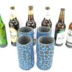 4er Set blaue exclusive Bierflaschenkühler für 0,5L Flaschen