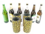 4er Set gelbe exclusive Bierflaschenkühler für 0,5L Flaschen