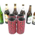 4er Set rote exclusive Bierflaschenkühler für 0,5L Flaschen