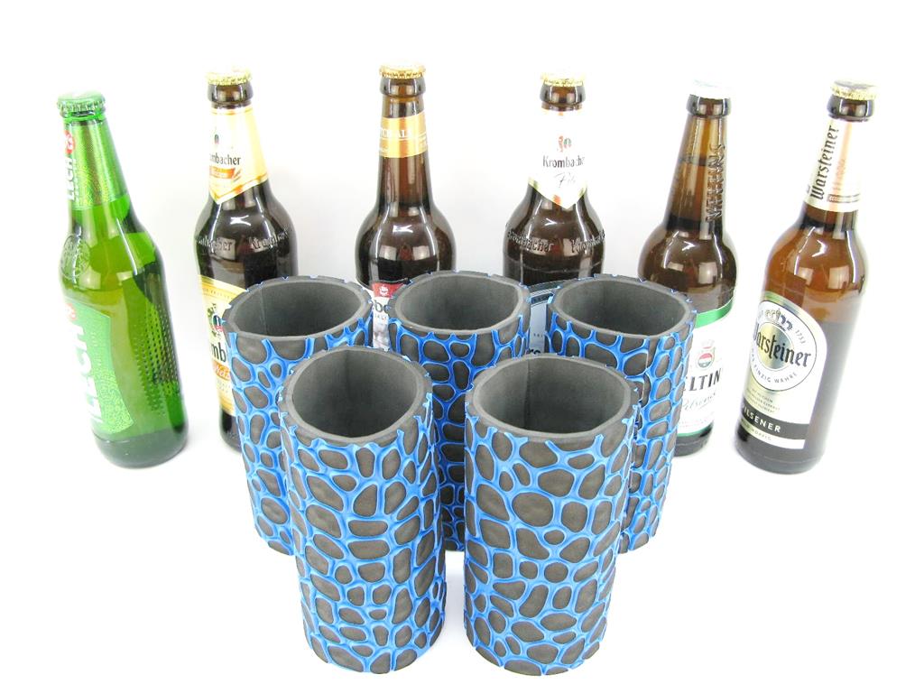 5x blaue Flaschenkühler 0,5L Bierflasche 01 5er Set blaue exclusive Bierflaschenkühler für 0,5L Flaschen – Bild 1