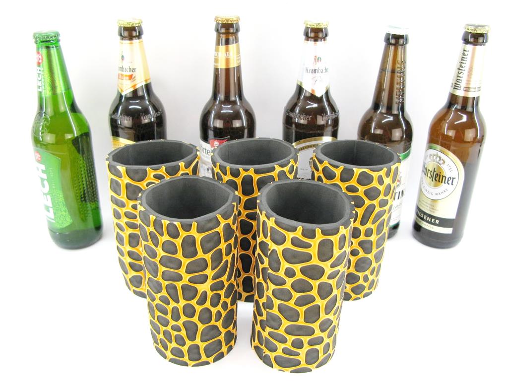 5x gelbe Flaschenkühler 0,5L Bierflasche 01 5er Set gelbe exclusive Bierflaschenkühler für 0,5L Flaschen – Bild 1