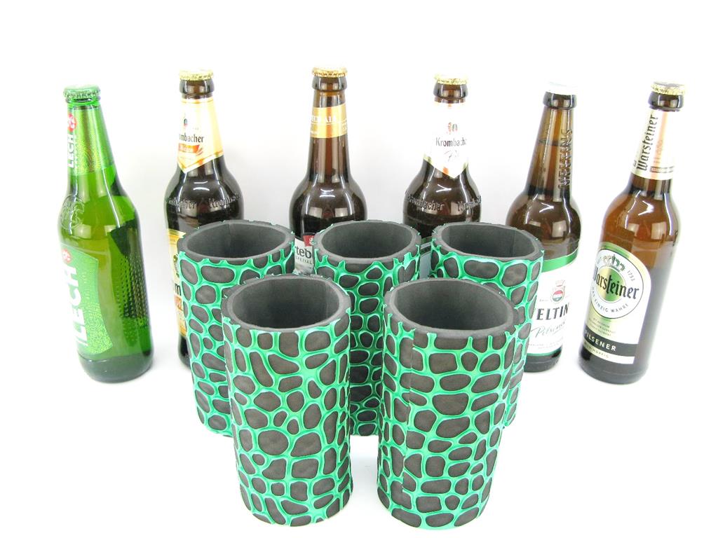 5x grüne Flaschenkühler 0,5L Bierflasche 01 5er Set Grüne exclusive Bierflaschenkühler für 0,5L Flaschen – Bild 1