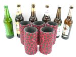 5er Set rote exclusive Bierflaschenkühler für 0,5L Flaschen