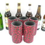 5er Set rote exclusive Bierflaschenkühler für 0,5L Flaschen