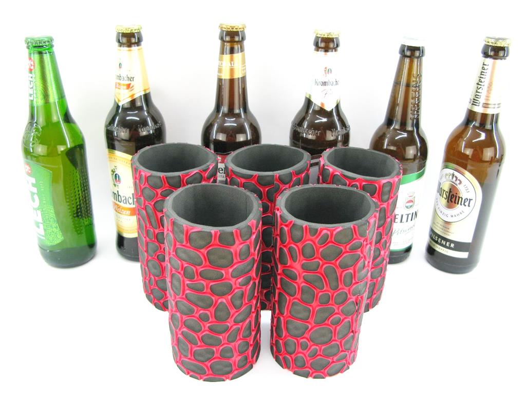 5x rote Flaschenkühler 0,5L Bierflasche 01 5er Set rote exclusive Bierflaschenkühler für 0,5L Flaschen – Bild 1