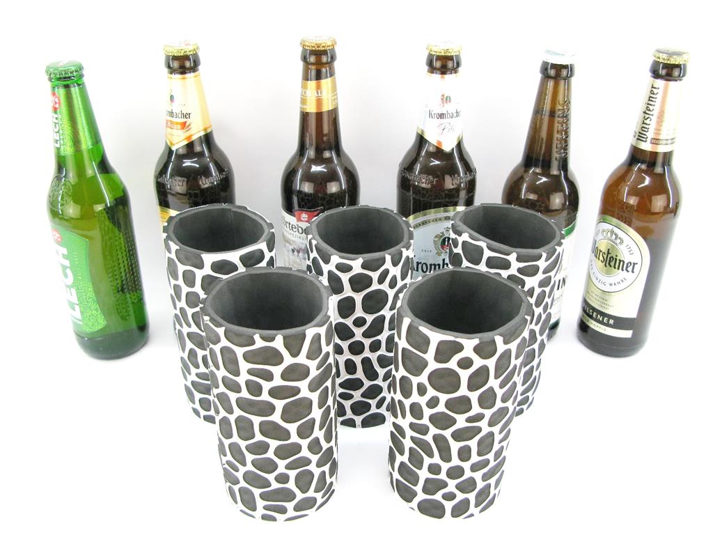 5x weiße Flaschenkühler 0,5L Bierflasche 01 5er Set weiße exclusive Bierflaschenkühler für 0,5L Flaschen – Bild 1