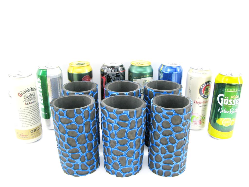 6x blaue Qualitätskühler für 0,5L Getränkedosen Dosen 01_ji 6er Set blaue exclusive Getränkekühler für 0,5L Dosen – Bild 1