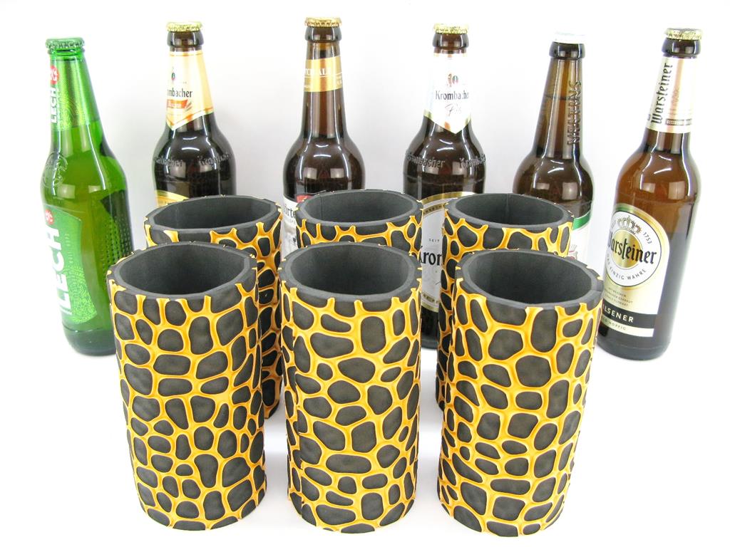 6x gelbe Flaschenkühler 0,5L Bierflasche 01 6er Set gelbe exclusive Bierflaschenkühler für 0,5L Flaschen – Bild 1