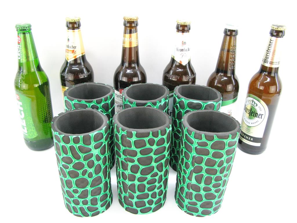 6x grüne Flaschenkühler 0,5L Bierflasche 01 6er Set grüne exclusive Bierflaschenkühler für 0,5L Flaschen – Bild 1