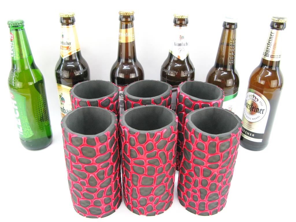 6x rote Flaschenkühler 0,5L Bierflasche 01 6er Set rote exclusive Bierflaschenkühler für 0,5L Flaschen – Bild 1