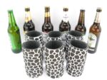 6er Set weiße exclusive Bierflaschenkühler für 0,5L Flaschen