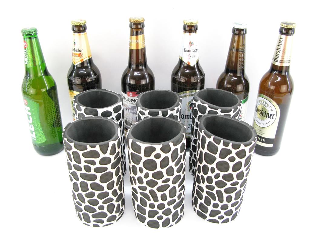 6x weiße Flaschenkühler 0,5L Bierflasche 01 6er Set weiße exclusive Bierflaschenkühler für 0,5L Flaschen – Bild 1